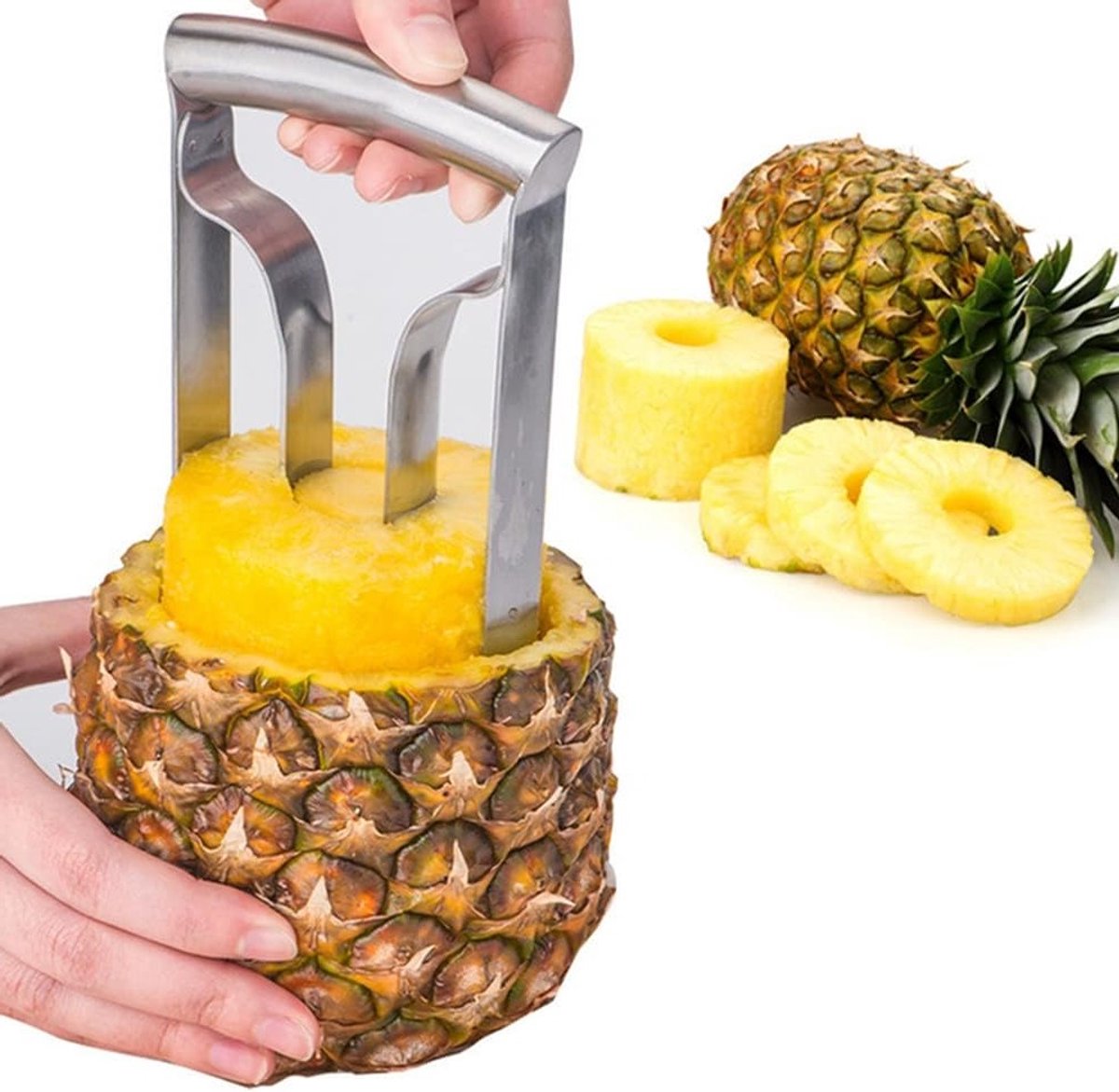 Geavanceerde Ananas Snijder met Versterkt, Dikker Mes - Efficiënte Fruit Cutter en Keukenhulpmiddel voor Perfecte Ananasplakken