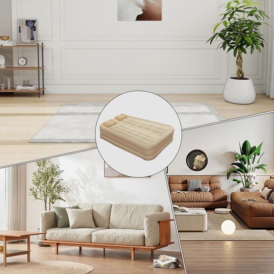Luchtbed - Opblaasmatras - Kamperen en Reizen - Ingebouwde Pomp - Twin - Beige — afbeelding 3