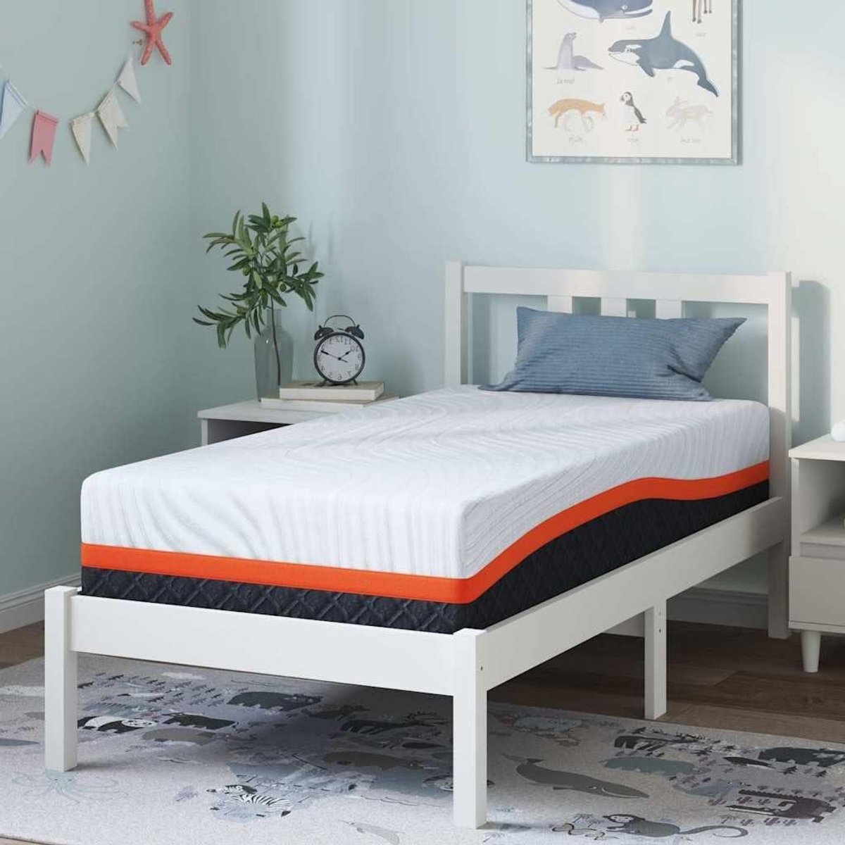 Gel Traagschuim Matras - Verkoelend Matras - Goede Nachtrust - Meerlaagse Schuimopbouw - 80x160 cm - Wit Grijs