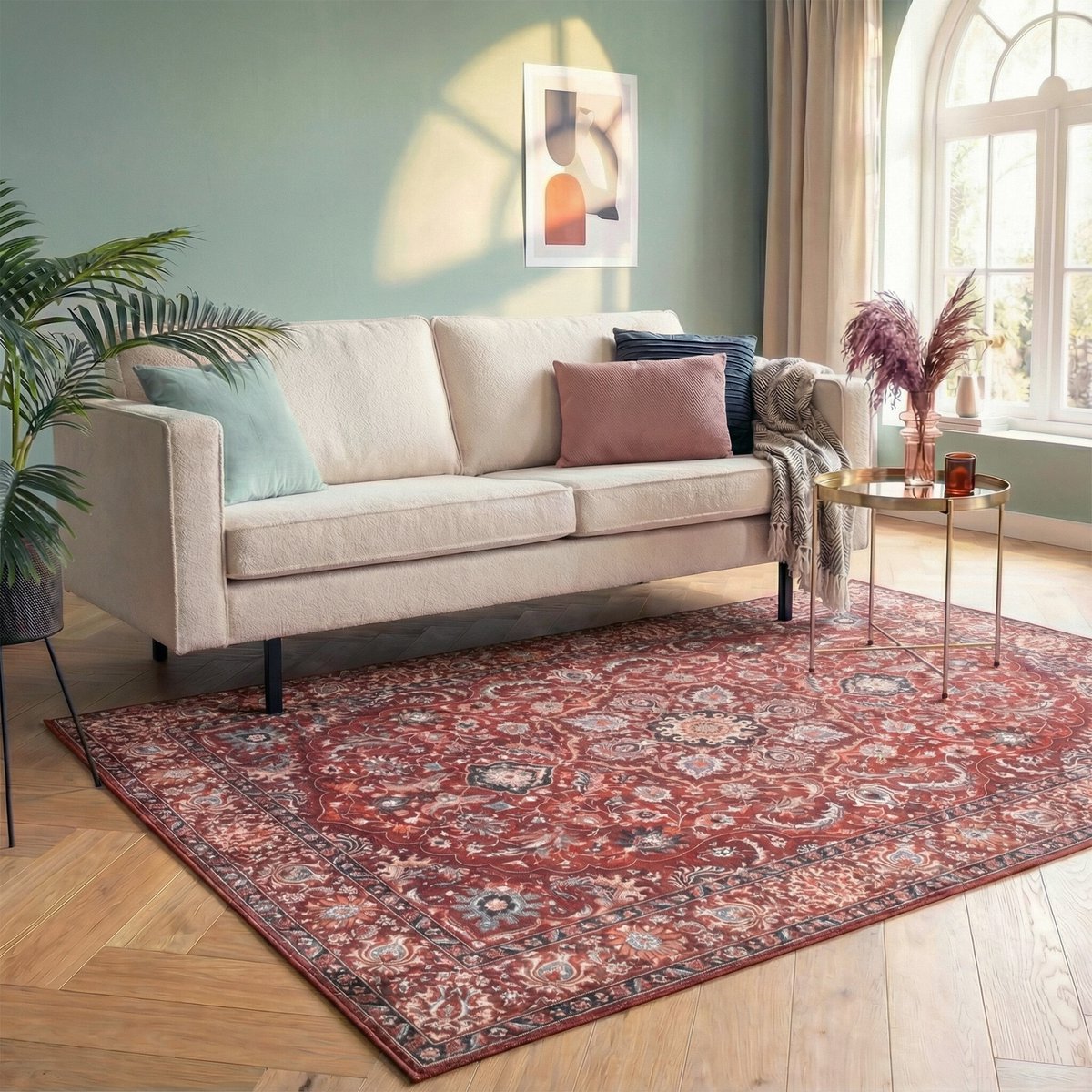 FRAAI Vintage vloerkleed - Imagine Medaillon Rood | Rijk - 80x150cm