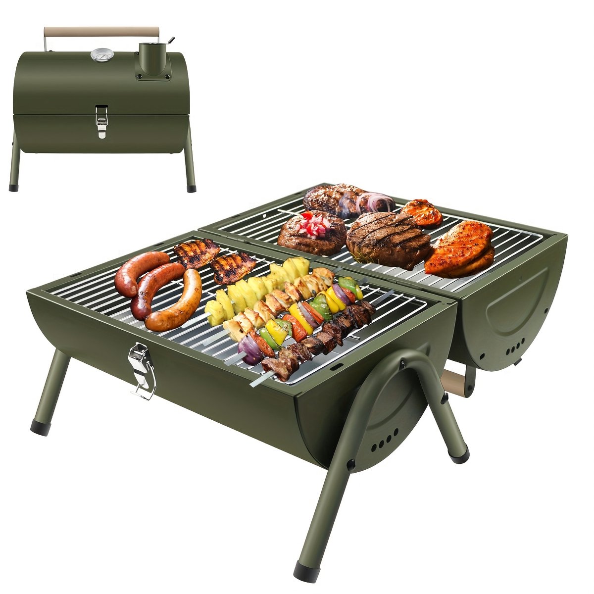 Navy® Draagbare Opvouwbare Houtskool BBQ – Compacte Camping Grill voor Buiten