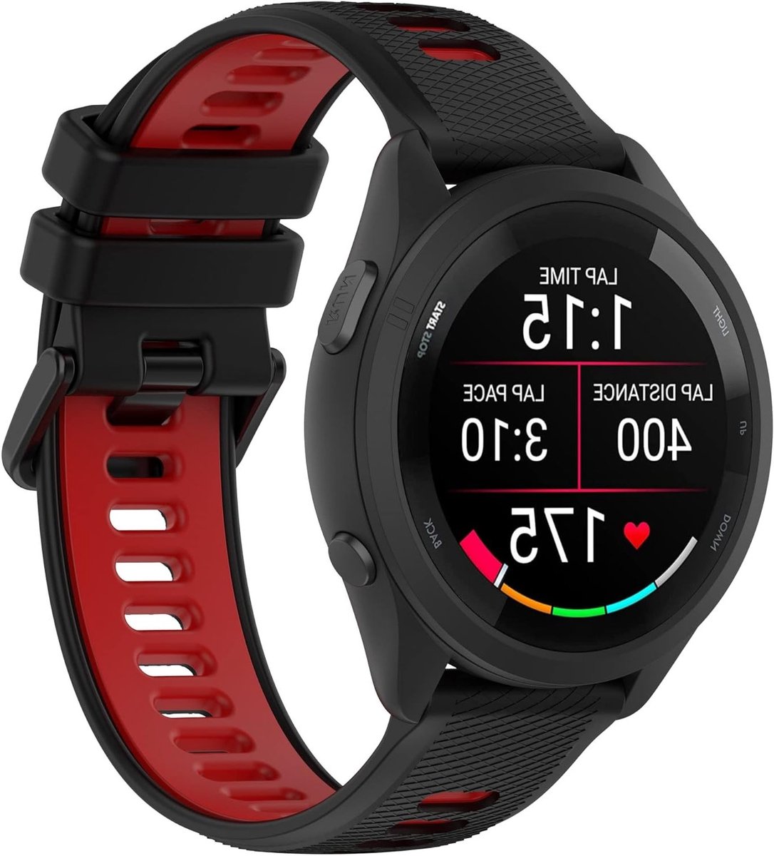 20mm Zwart Rood Siliconen Sportband voor Smartwatches, Geschikt voor Vivoactive en Forerunner Modellen, Duurzaam en Comfortabel
