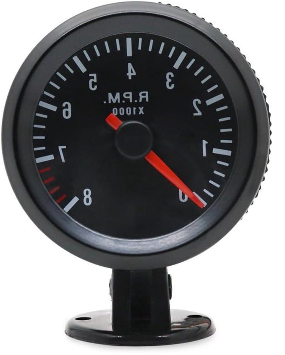 Elektrische Toerenteller - Toerentalmeter Auto - Motortoerental Meten - Analoge Wijzerplaat - 52 mm - Zwart