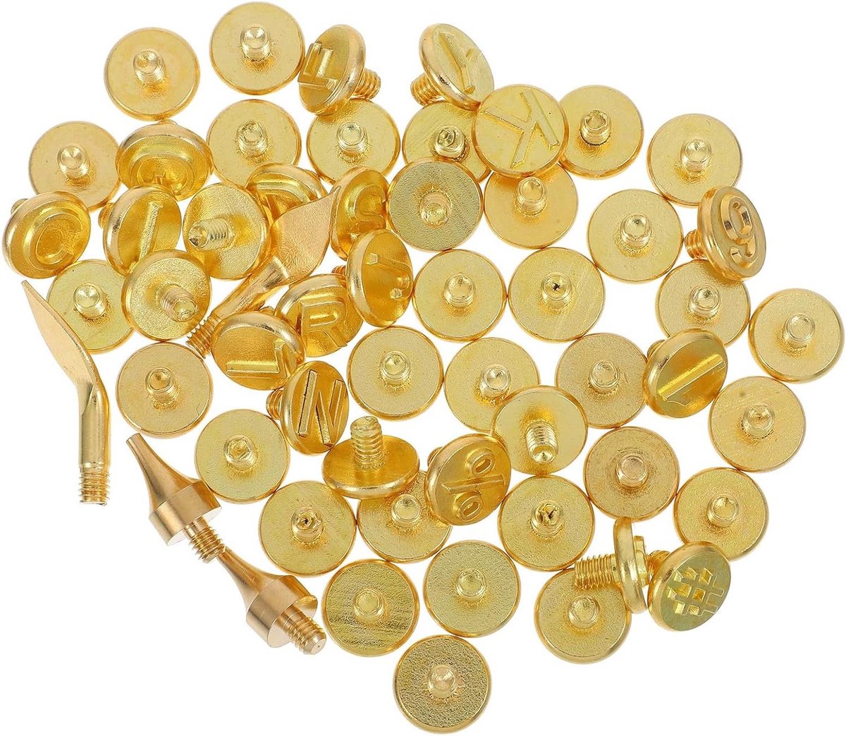 Houtbrandtip Set - Brandstempel Set - DIY Graveren - Messing Constructie - 56 Delig - Goud