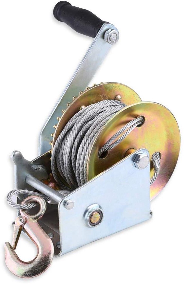 Handkabellier - Lier bootlier - Materiaal Verplaatsen - Met Remfunctie - 8 m 800 lbs - Grijs