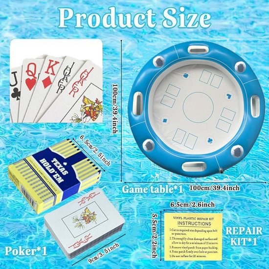 Drijvende Speeltafel - Pool Tafel - Water Entertainment - Geïntegreerde Drankkoeling - 100 cm Diameter - Circulair — afbeelding 3