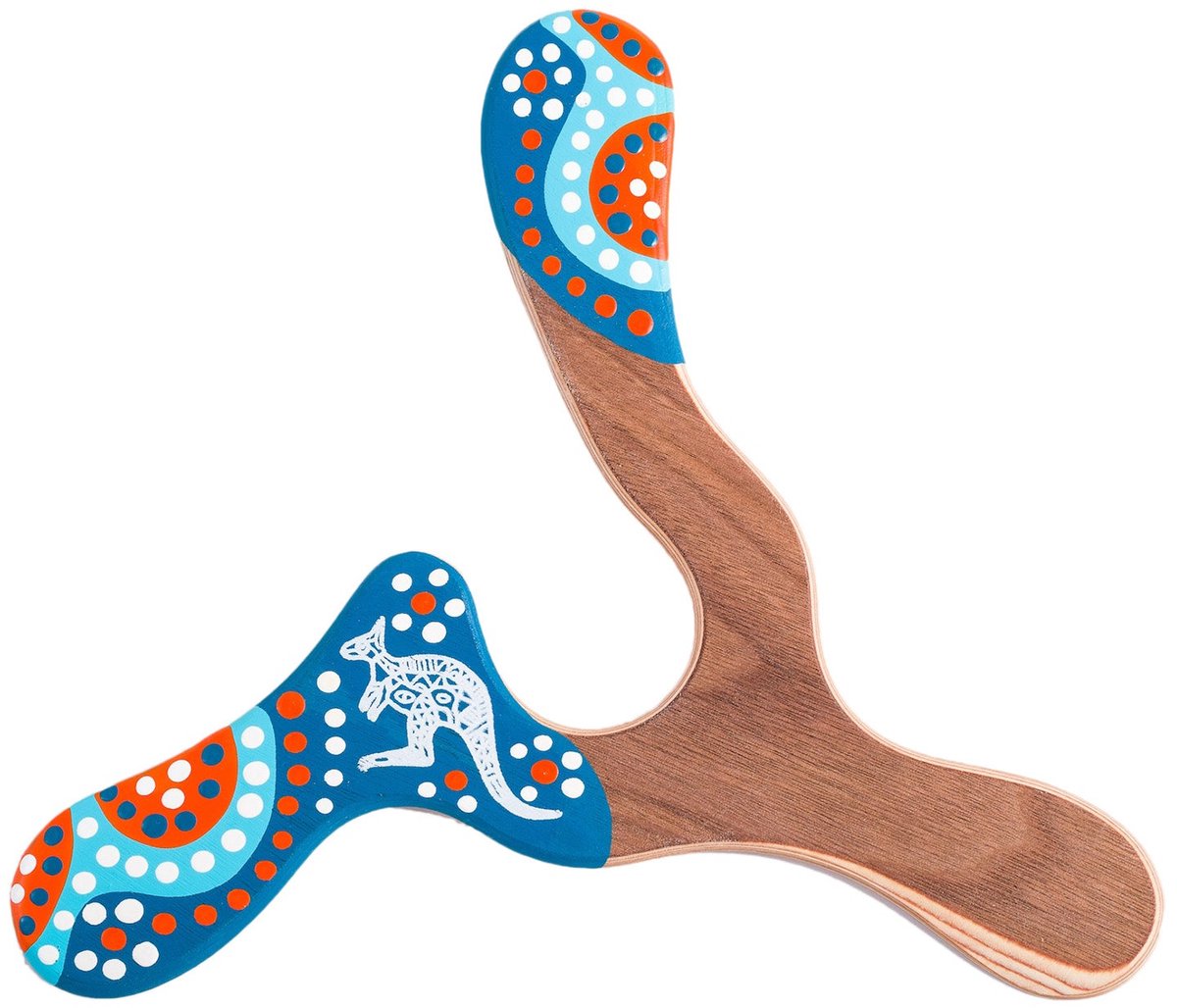 Handbeschilderde boemerang Wallaby Boomerang Wallaby WB102 Hout 23 cm