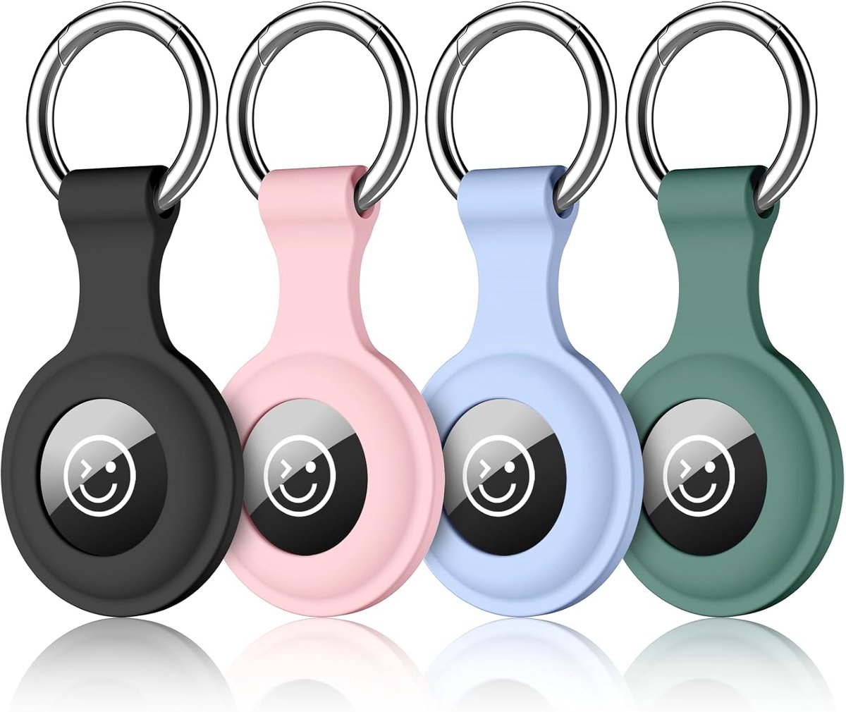 Sleutelhanger met Karabijnhaak - Airtag-sleutelhanger - Keychain met Sleutelring - Geschikt voor Autosleutel , Fiets en tassen - Duurzaam en Stijlvol - Airtag case - 4 Stucks - Zwart+Wit+Blauw+Roze - van Imperatoris