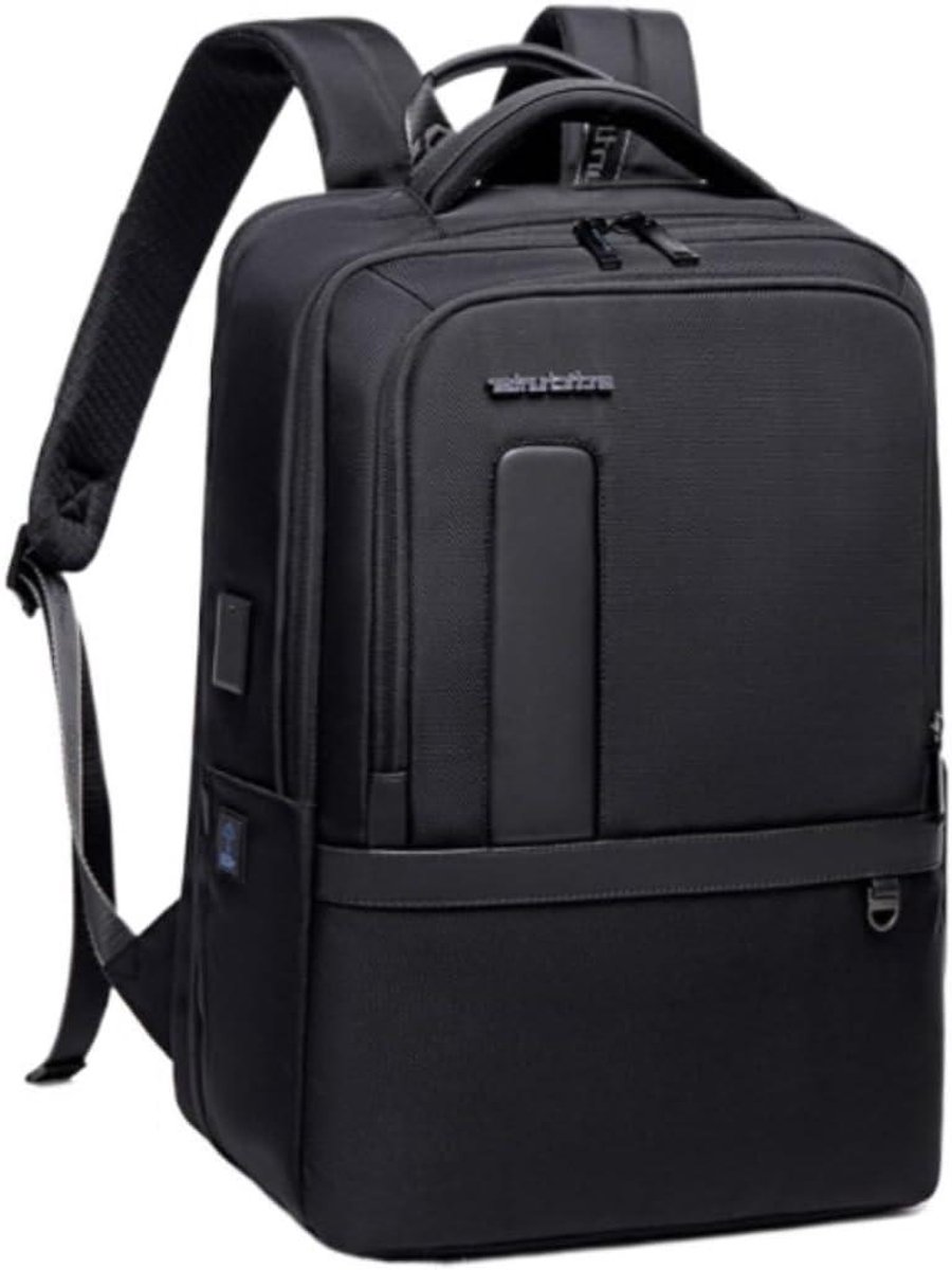 Laptoptas Rugzak - Schooltas Werk - Veilig Vervoer - Gevoerd Laptopvak - 31x44x20cm - Zwart