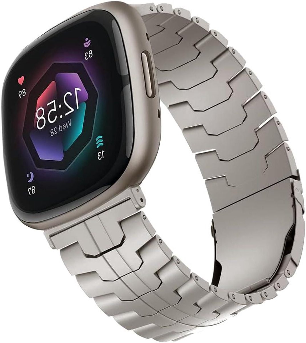 Horlogeband Titanium - Metalen Band - Smartwatch Upgrade - Lichtgewicht Materiaal - Verstelbaar - Zilverkleurig