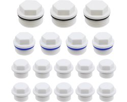 30 Stuks Blindpluggen voor Waterleidingen, 1/2, 3/4 en 1 Inch, Met Wasring, Plastic Doppen voor Waterafvoer en Kranen