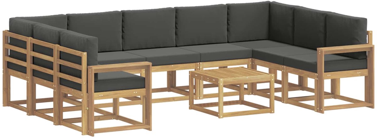 vidaXL Buiten - bank - set - 10 - st - 9-zits - Wit - en - antracietkleurig - Polyester Wit en antracietkleurig