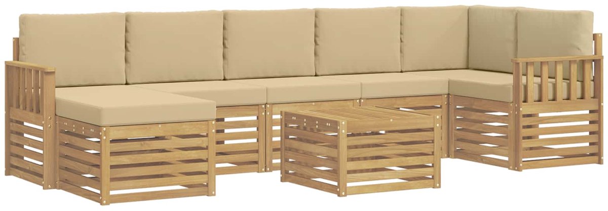 vidaXL Buiten - bank - set - 8 - st - 8-zits - Wit - En - Beige - Polyester Wit en beige
