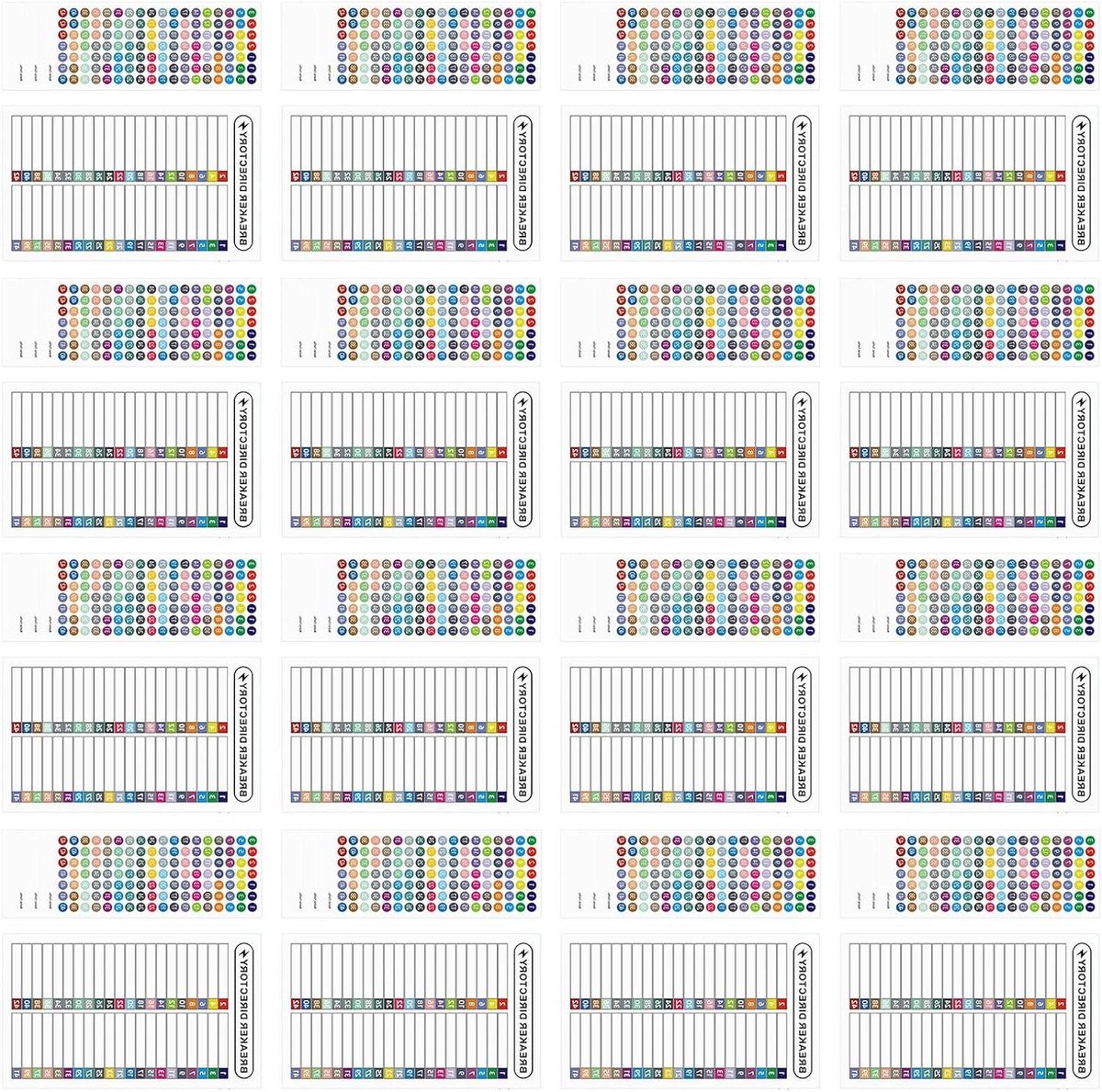 Paneellabels - Circuit stickers - Groepen markeren - Zelfklevend PVC - 16 sets - Multicolor