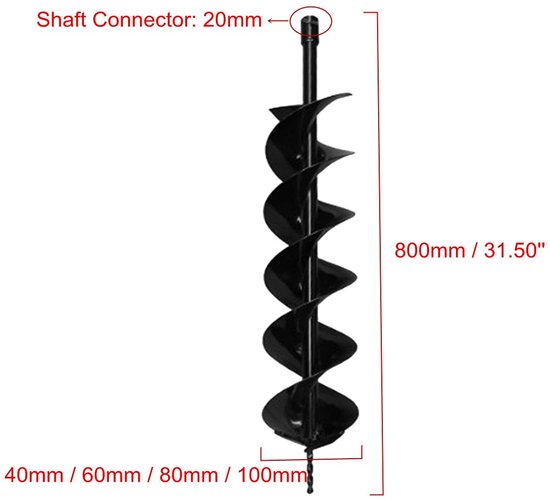 Grondboor - Aarde boor - Gaten boren - Dubbel blad ontwerp - 40mm diameter - Zilver — afbeelding 5