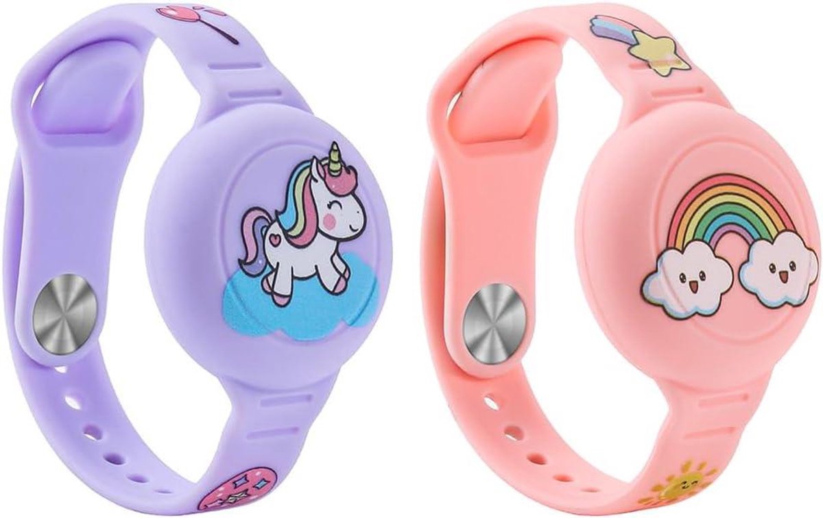 Armbanden Set - Tracker Houders - Locatie Tracking - Verborgen Sleuf - 2 Stuks - Roze Lila