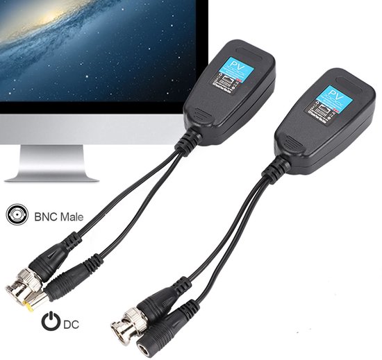 1 Pair Passive CCTV Coax BNC Video Power Balun Transceiver To RJ45 Connector, Surveillance Camera Cables van Merkloos — afbeelding 5