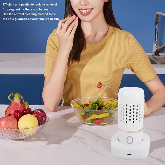 Allecto - Groente- en Fruitwasmachine - Draadloos en USB-oplaadbaar - Mini fruitreiniger - Wit - Compact en draagbaar - Ideaal voor onderweg - Perf... van Merkloos — afbeelding 4