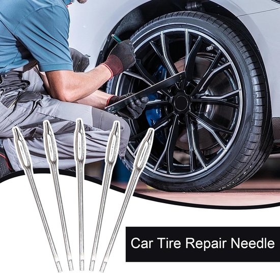 Banden Reparatie Kit - Bandenpluggen Set - Lekke Banden Fixen - Hoge Sterkte Koolstofstaal - 5 Stuks - Grijs — afbeelding 4