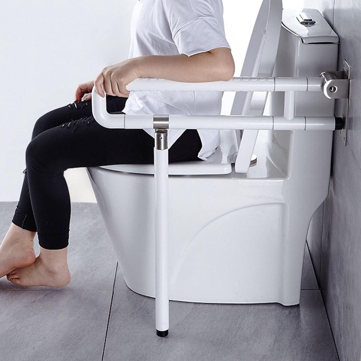 Toiletbeugel Opvouwbaar - Badkamer Handgreep - Veiligheid in Huis - Opklapbaar 180 Graden - 75 cm - Wit
