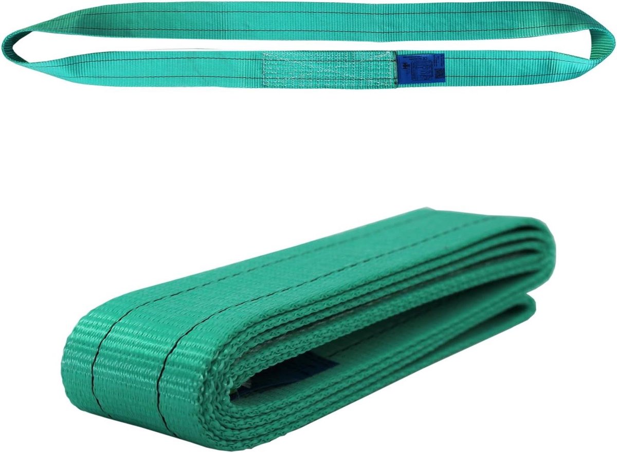 Wegwerp Hijsband - Rond Sling Hefband - Materiaal Tillen - Polyester Constructie - 2 Ton 1 Meter - Groen
