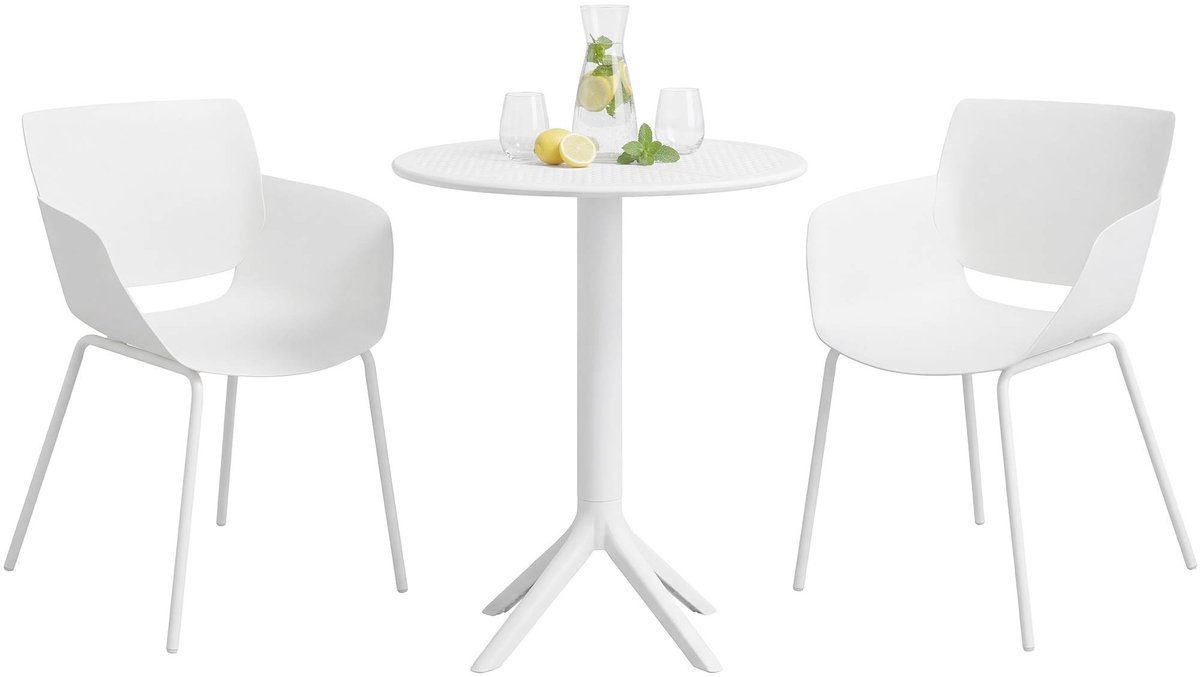 CLP Siora tuinmeubelset - 2 bistrostoelen - ronde tuintafel Ø60 cm - weerbestendige balkon