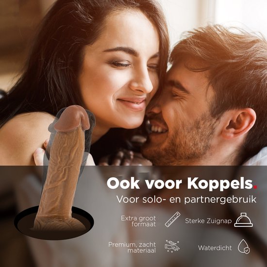 Realistische bruine dildo, extra groot, zacht materiaal, waterdicht, voor koppels