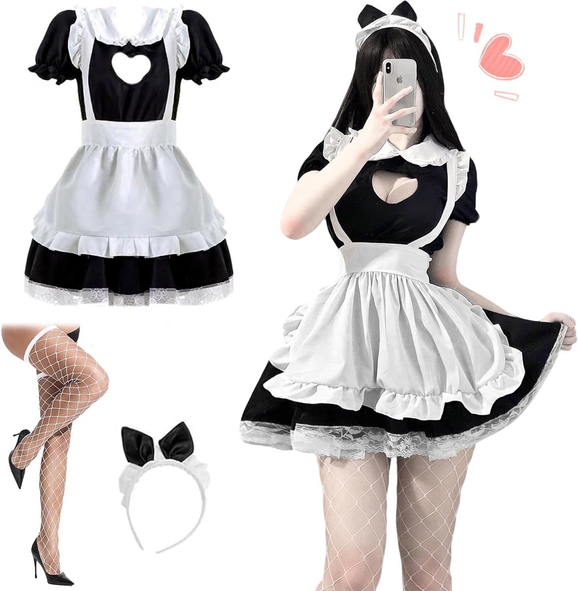 Elegante Franse Dienstmeisjes Outfit voor Volwassenen - Cosplay Kostuum voor Halloween en Feestjes