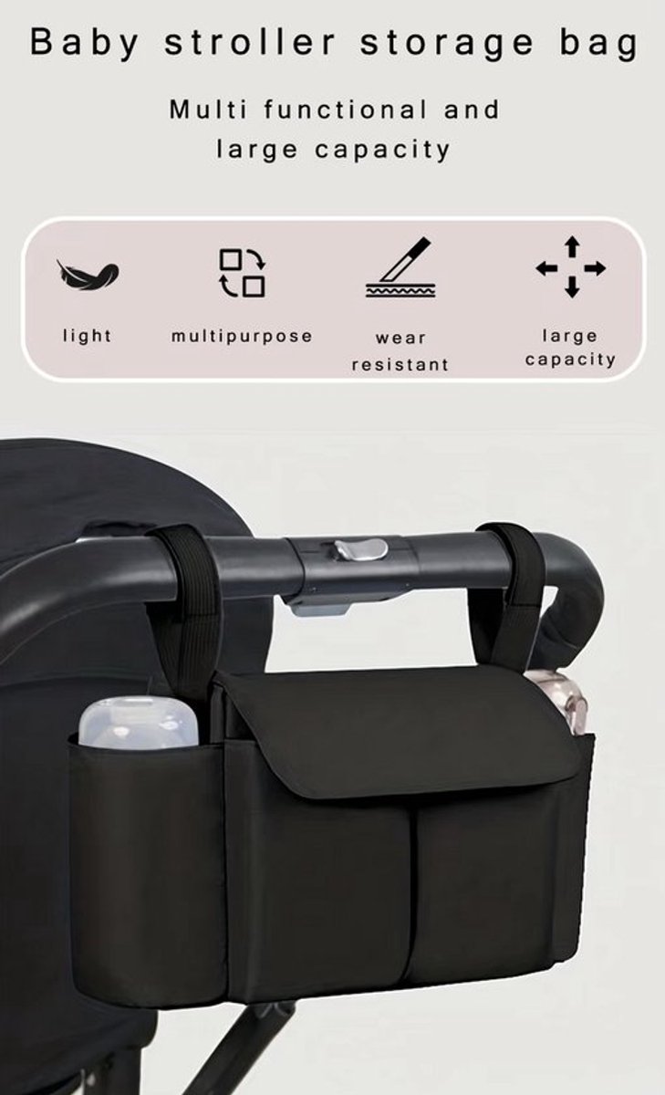 Baby Wandelwagen Organisator - Inclusief Gratis Bijtring - Tas voor Buggy - Baby Wandelwagen Accessoires - Kinderwagen Organizer - Kinderwagen Luiertas - Flessenhouder - Praktische Kinderwagen Tas — afbeelding 2