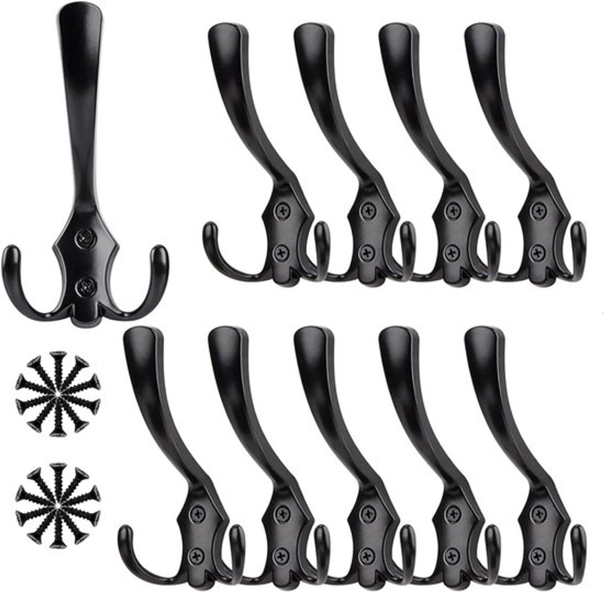 5 stuks - Kapstokhaak - Kapstokhaken - Ophanghaken - Handdoekhaakjes - haak - Kledinghaak - Ophanghaak - Zinklegering - zwart - 11.5*6.8 cm - Met schroeven - voor slaapkamer keuken badkamer