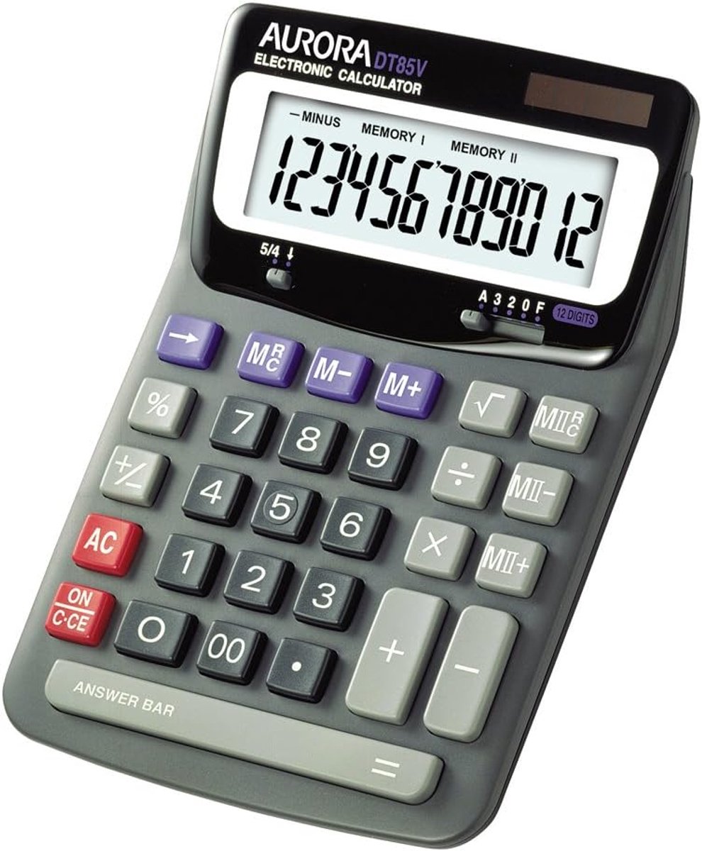 Desktop Rekenmachine - Grote Calculator - Nauwkeurig Rekenen - Robuust Ontwerp - 12 Cijfers - Zwart