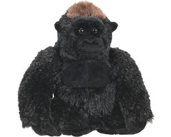 Pluche Gorilla - Knuffeldier Aap - Spelen Leren - Gemaakt van gerecycled materiaal - 30 cm - Zilverrug