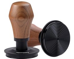 Espresso Koffie Tamper - Veerbelaste Stamper - Perfect Espresso - Titanium PVD-coating - 585 mm - Walnoot