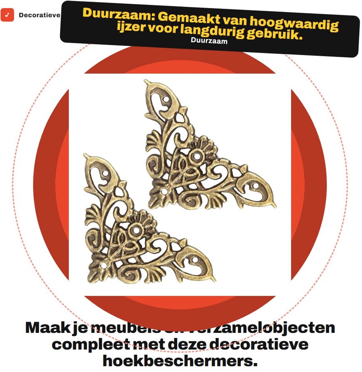 Dailygoods- Hoekbeugels Antieke Stijl - 12 Stuks - Decoratieve Hoekbescherming - Houten Dozen - Sieraden Kisten - Eenvoudig te Installeren - Hoekbeschermer