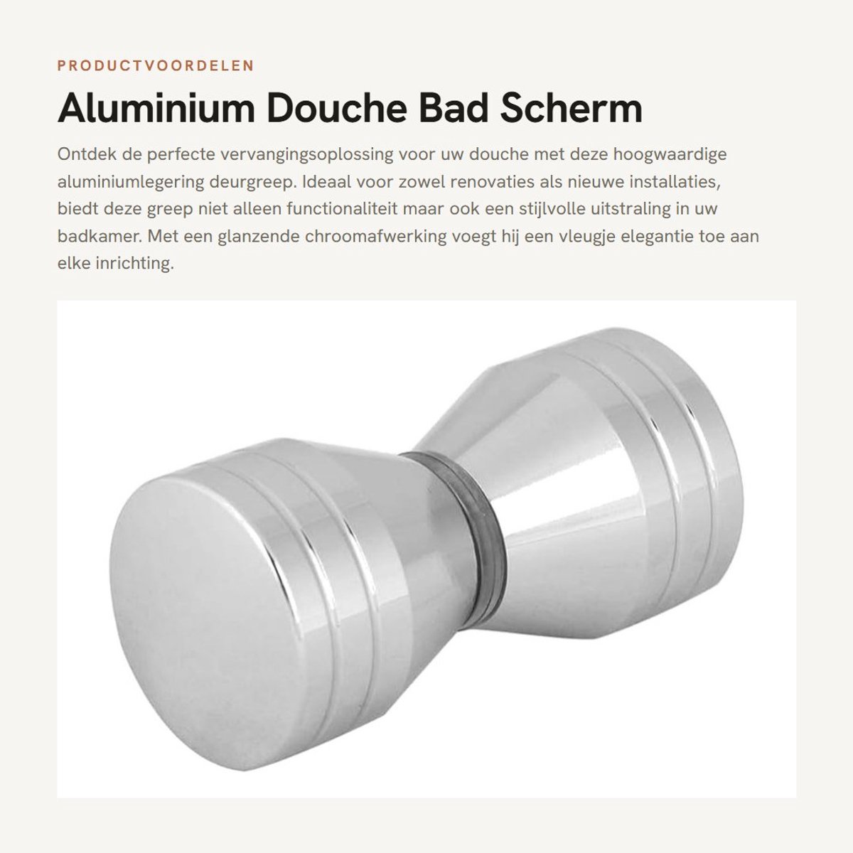 Dailygoods- Deurgreep Aluminiumlegering - Douche Deurgreep - Badkamer Deurgreep - Glazen Deur - Ronde Handgreep - Vervanging Deurgreep