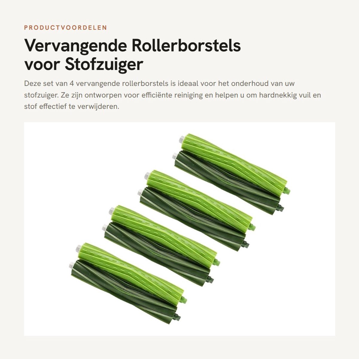 Dailygoods- Rollerborstels 4-Pack - Vervangende Onderdelen - Efficiënte Vuilverwijdering - Onderhoudsvriendelijk - Veelzijdige Toepassing - Effectieve Randreiniging - Stofzuigerborstels