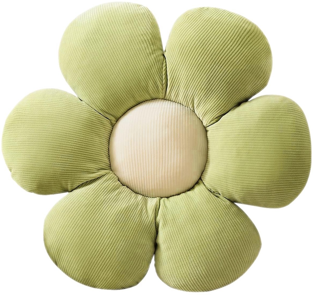 Dailygoods - Bloemenkussen - Vloermat - Pluche Kussen - Groen en Wit - Kamerdecoratie - Sierkussen - Geschikt voor Binnen