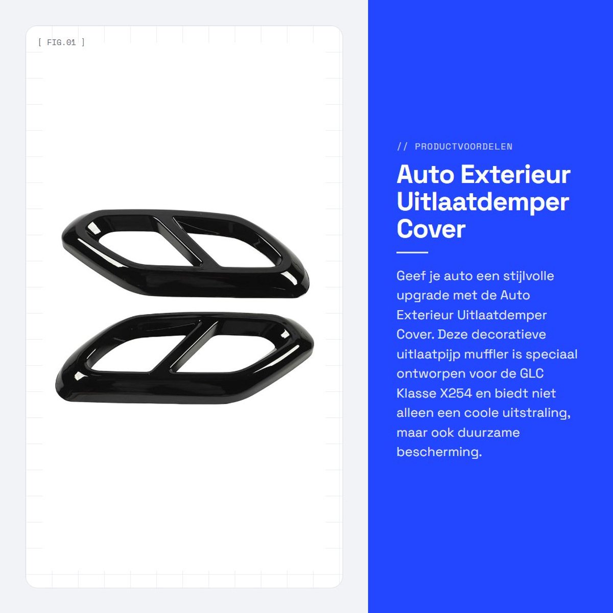 Dailygoods- Uitlaatdemper Cover - Hoogwaardig ABS - Lichtgewicht - Krasbestendig - Duurzaam - Vervanging voor GLC-klasse X254 - Uitlaatpijp Cover