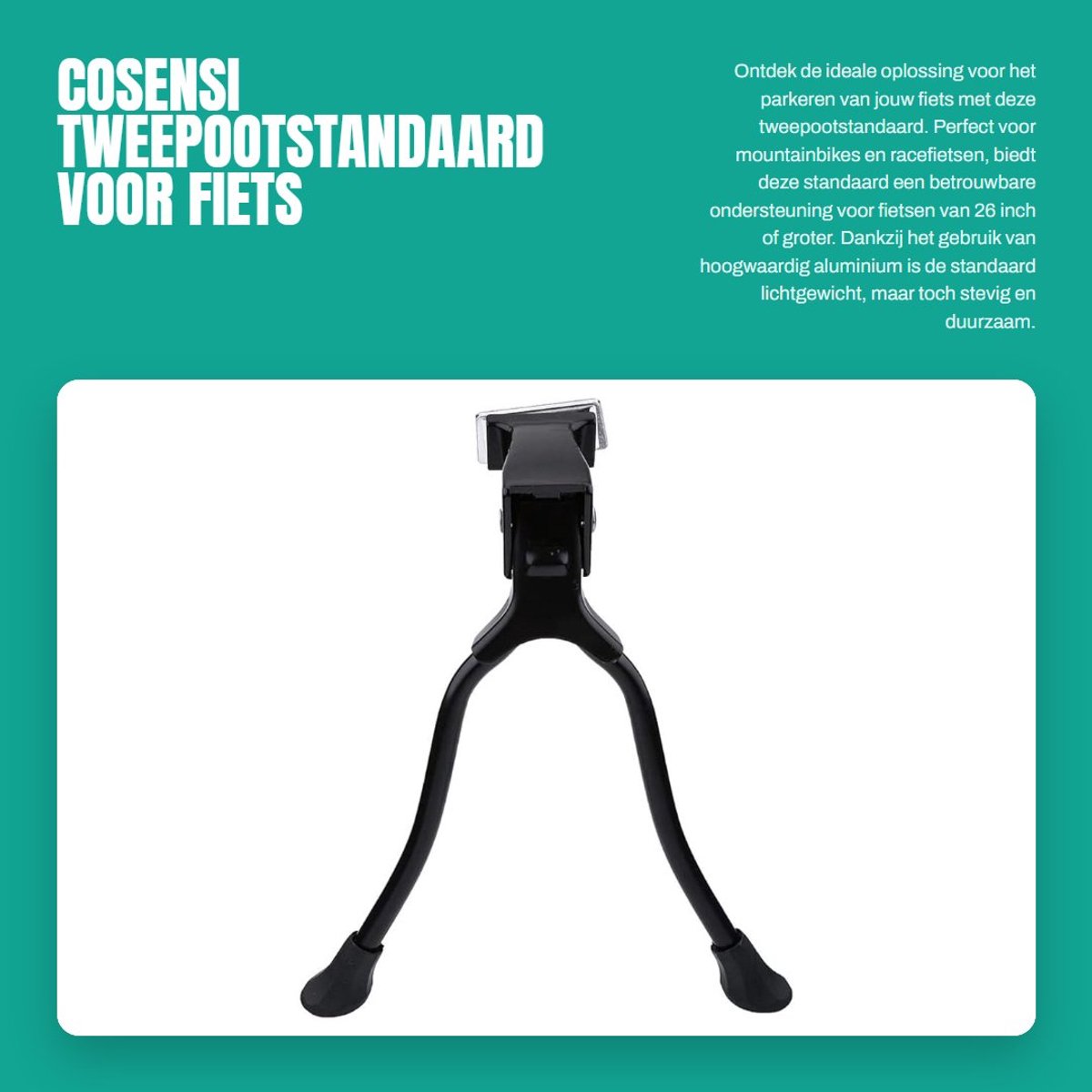 Dailygoods- Tweepootstandaard voor middenmontage - Fietsstandaard 26 inch of hoger - Praktische snelspanner - Mountainbike-voetstandaard - Dubbele poten - Parkeerstandaard