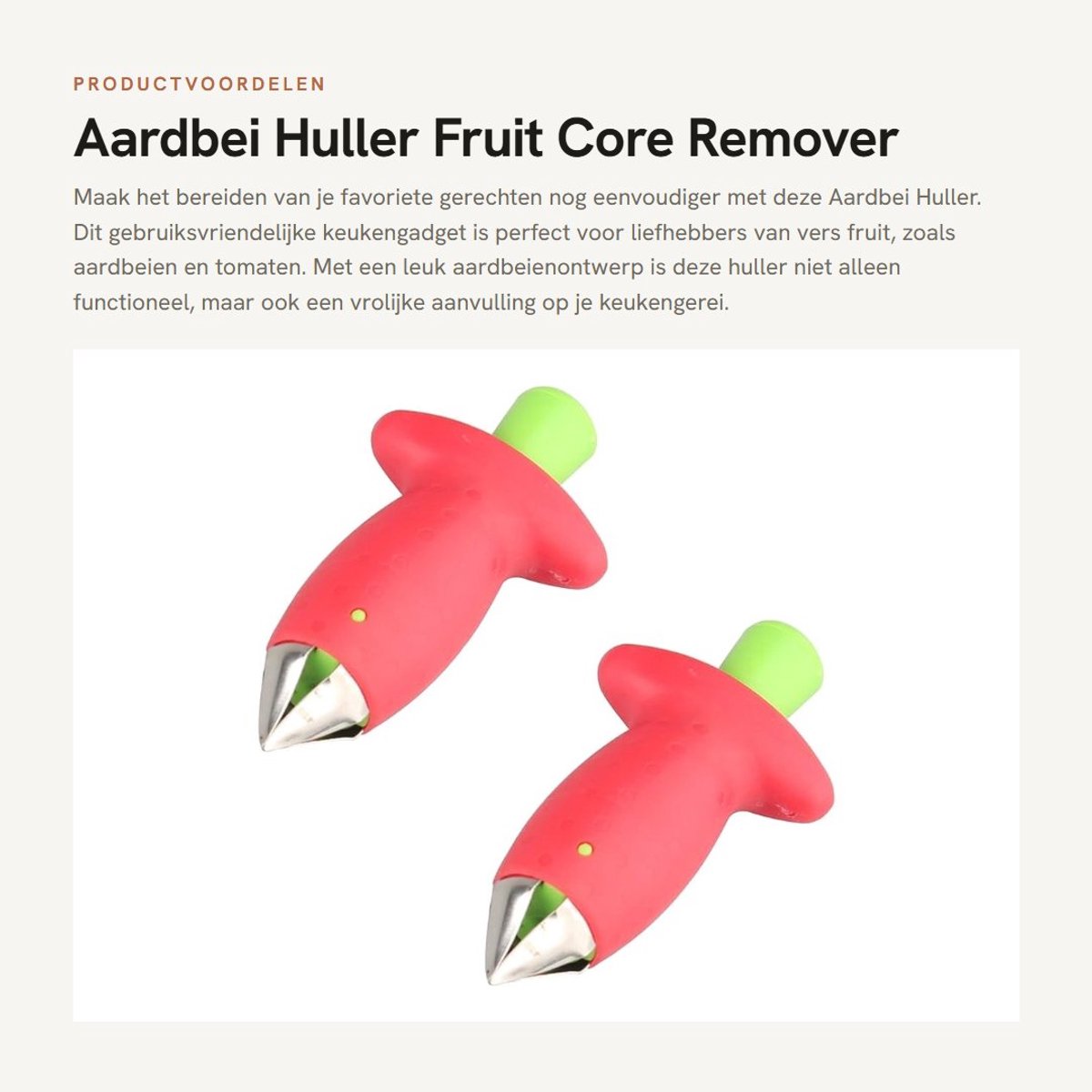 Dailygoods- Aardbei Huller Draagbaar - Aardbei/Tomaat Stem Verwijderaar - Keuken Gadget - Eenvoudig te Bedienen - Lichtgewicht - Veilig te Wassen - Fruitcorer