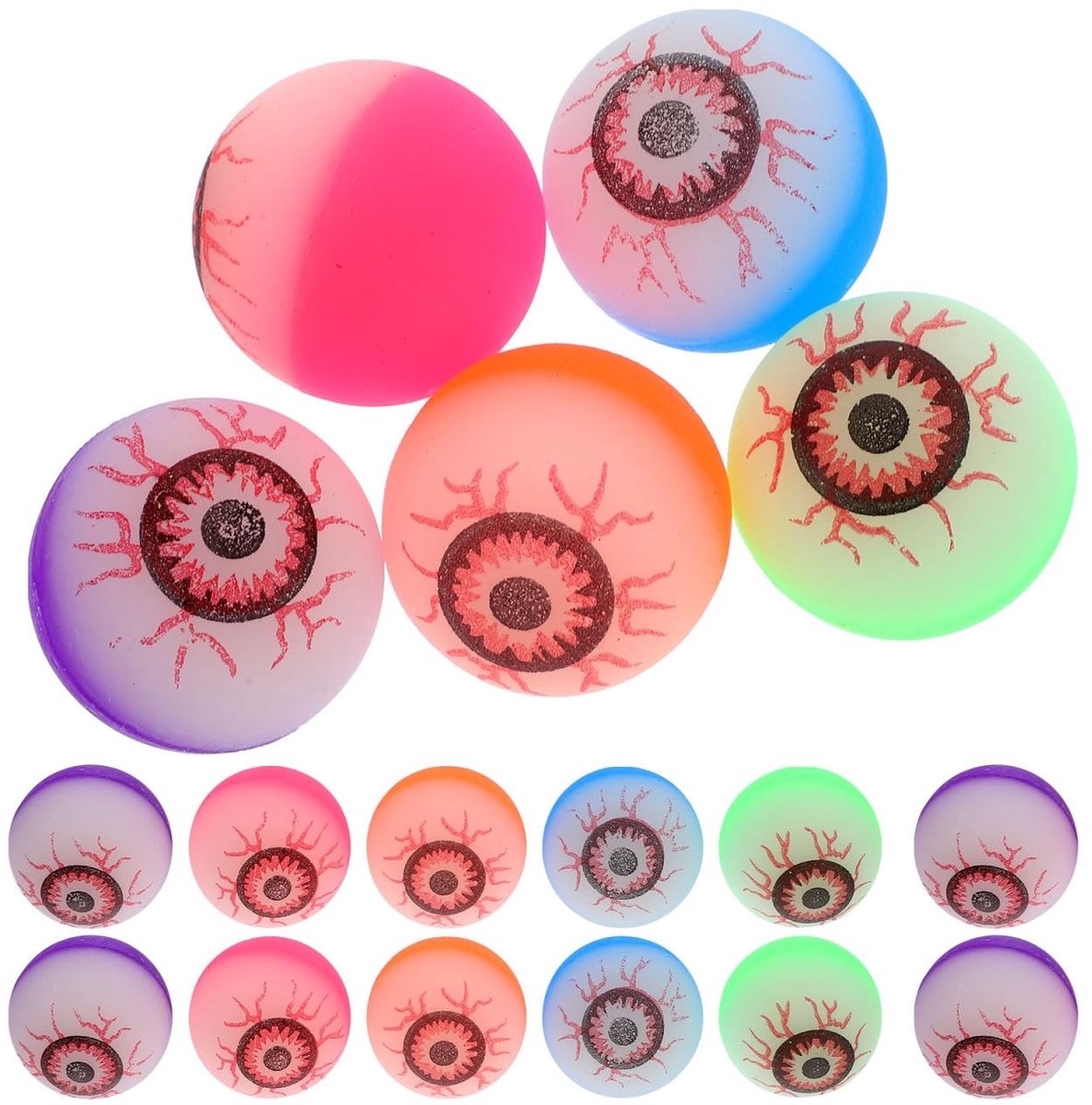 Dailygoods- Bouncy Balls 10 Stuks - 32 mm - Halloween Accessoires - Griezels - Speel Ballen - Kunststof - Perfect voor Snoepzakjes - Speelballen