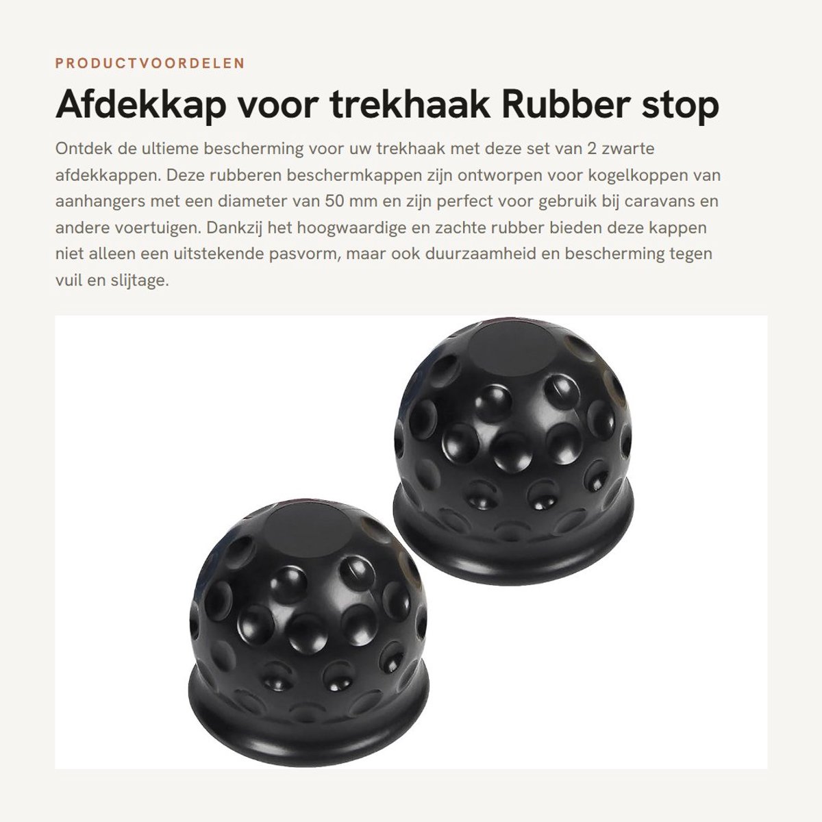 Dailygoods- Afdekkap Set - 2 Stuks - Trekhaak Beschermkap - Rubberen Stop - Zwart - Slijtvast en Stofdicht - Trekhaakbeschermkap