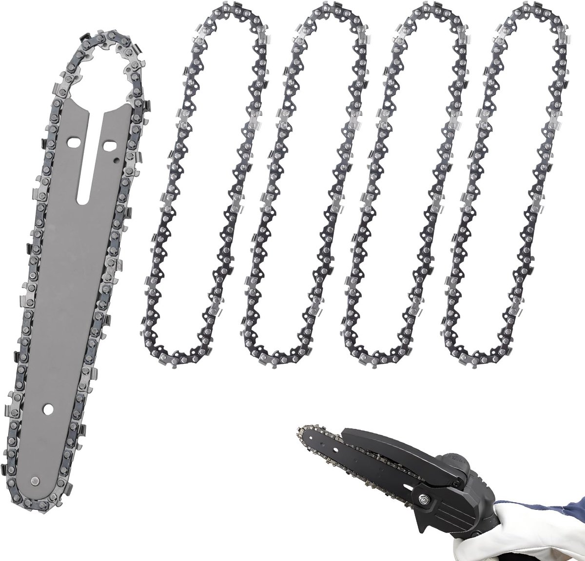 Dailygoods- Kettingzaagketting 5 Stuks - Vervangende Zaagkettingstang - 15,2 cm - Gehard 65 Mangaanstaal - Voor Snoeien van Bomen - 18 Inch Omtrek - Zaagketting