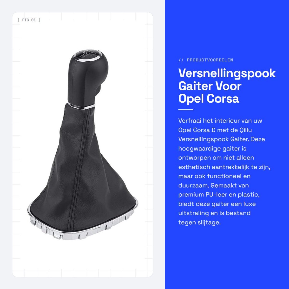 Dailygoods- Versnellingspook Hoes - Pookknop - Universele Pookknop - PU Leer - Zwart/Zilver - Afmetingen 16.5x13x26.5cm - Versnellingsknop
