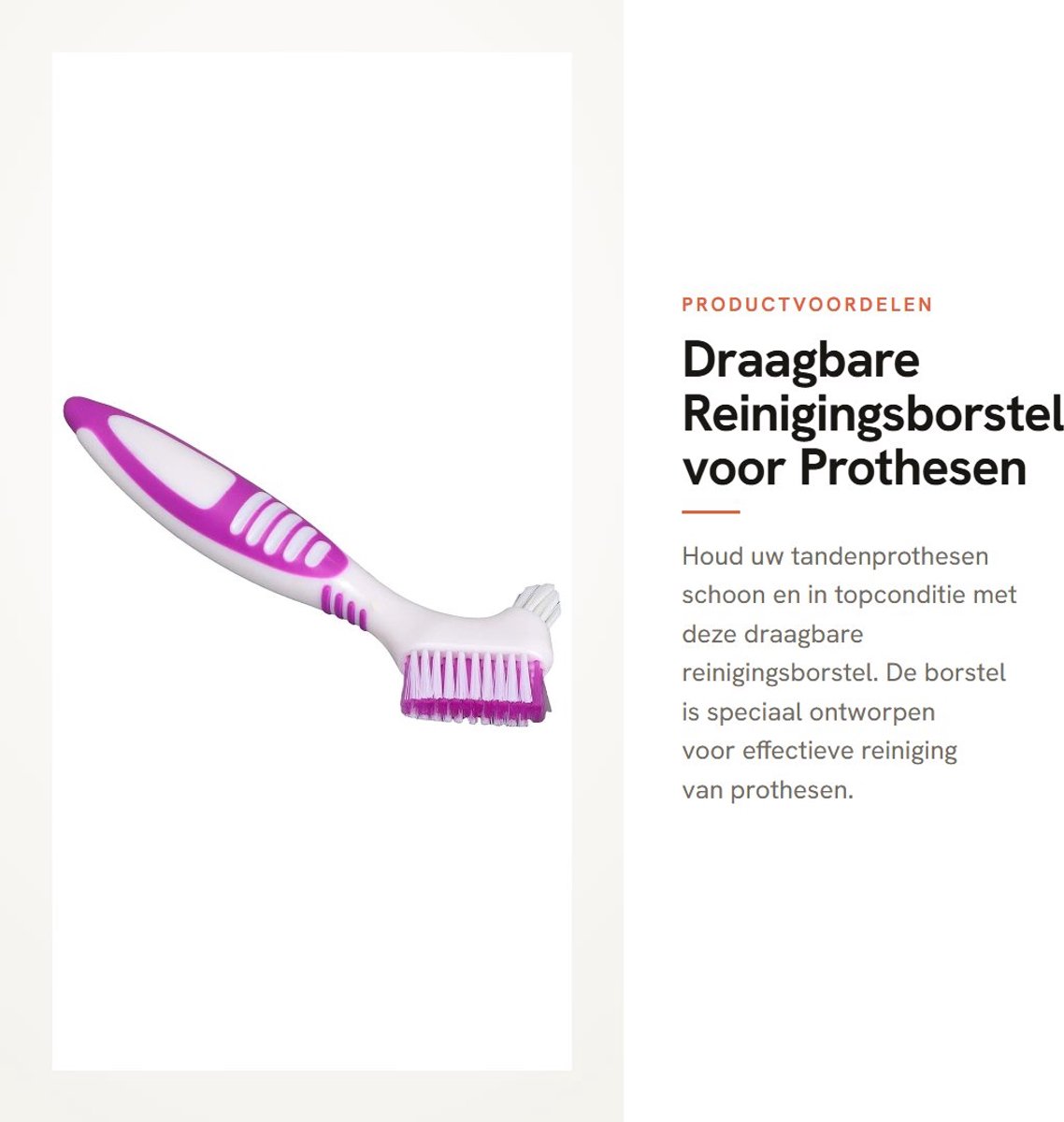 Dailygoods- Prothesenborstel Dubbelzijdig - Tandenreinigingsborstel - Effectieve Reiniging - Reserveborstel - Veilig Gebruik - Bescherming Prothesen - Tandenborstel