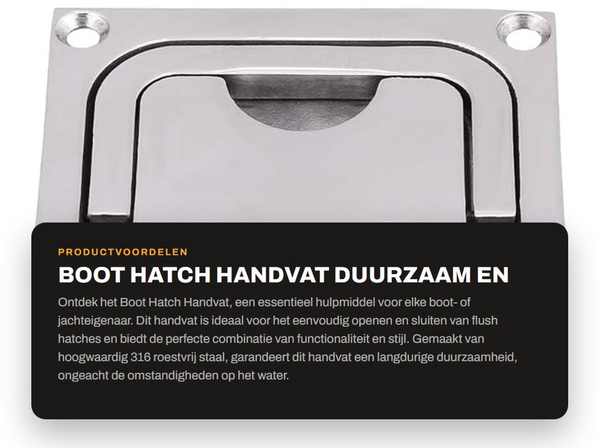 Dailygoods- Boot Hatch Handvat - Hoogwaardige Kwaliteit - 316 Roestvrij Staal - Eenvoudige Montage - Duurzaam - Afmetingen 7,5 x 5,6 cm - Deurgreep