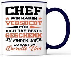 Koffiemok met tekst - Thee mok - Cadeau geven - Vaatwasmachinebestendig - 330ml inhoud - Witblauw