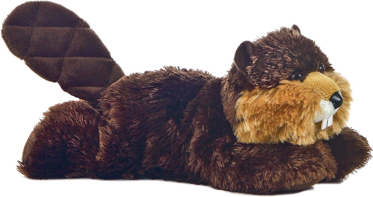 Bouwvakker Bever - Knuffel Dier - Spelen en Knuffelen - Veilige Geborduurde Ogen - 20 cm - Bruin
