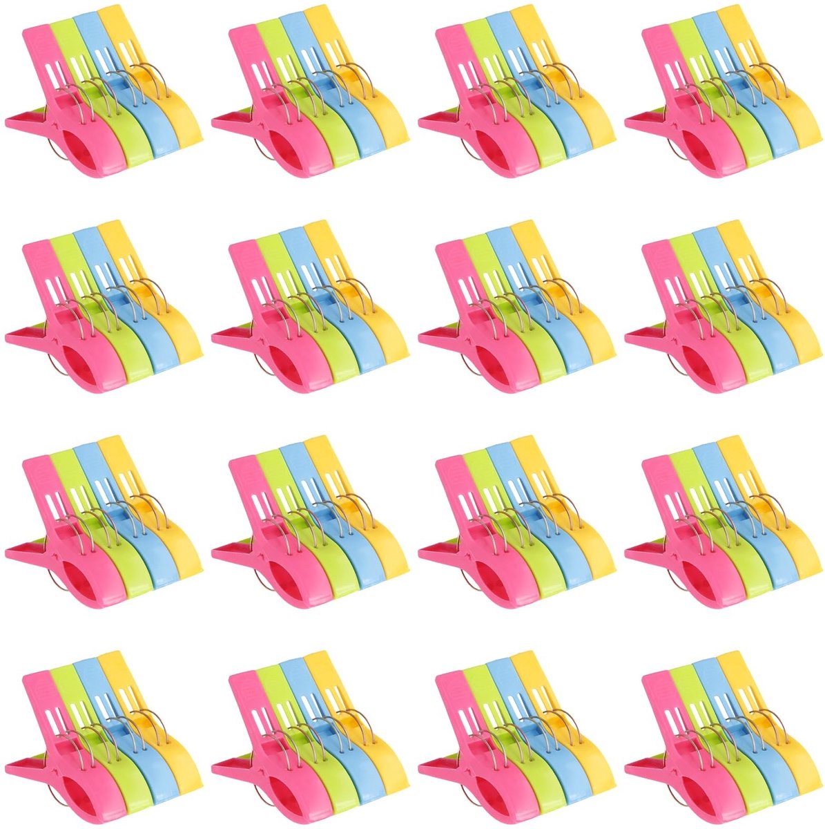 Dailygoods - 64 stuks Grote kunststof wasknijpers - Handdoekklemmen voor kleding en strandlakens