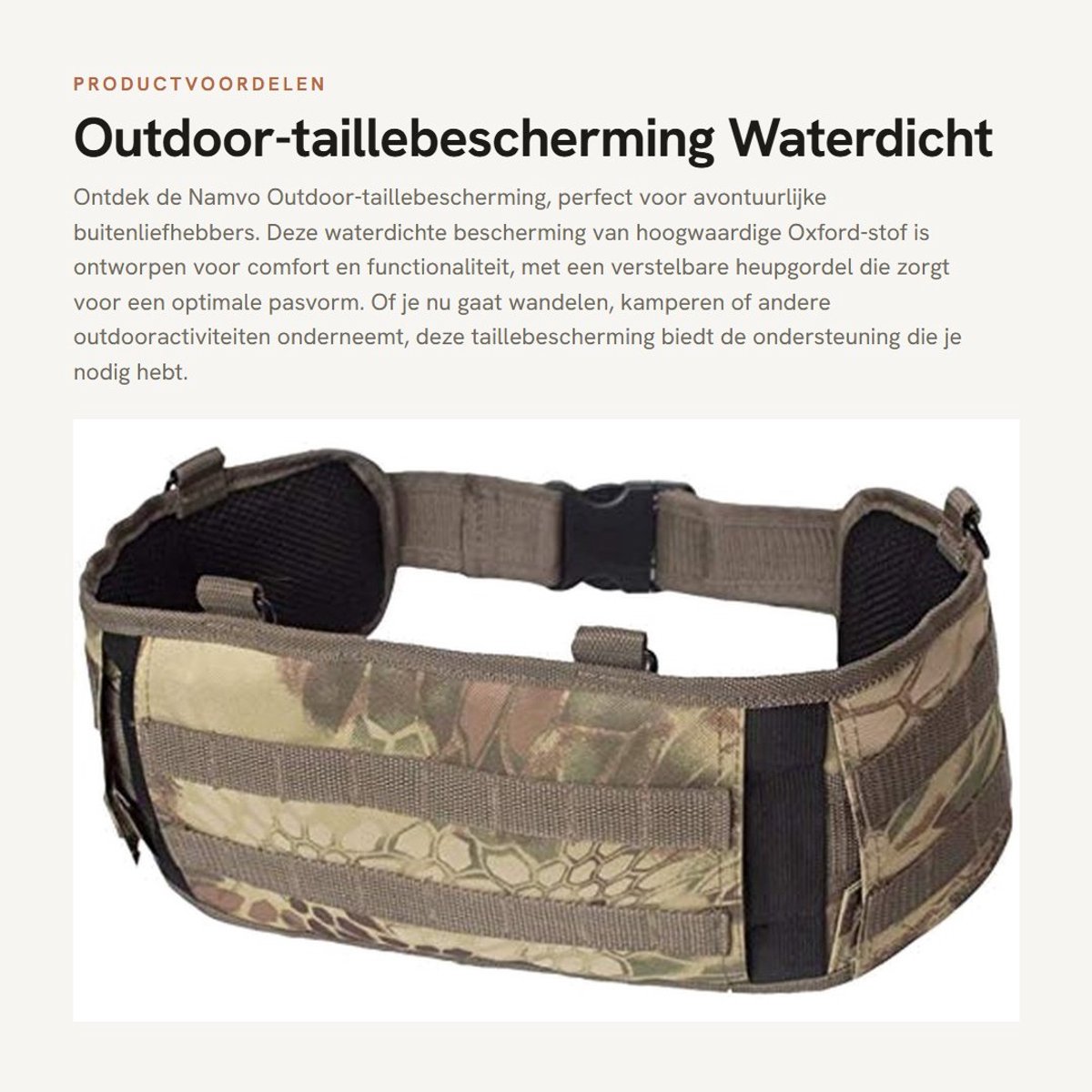 Dailygoods- Taillebescherming waterdicht - Verstelbare Heupriem - Antislip Pads - 600D Oxford-stof - Slank Ontwerp - Verstevigde Battle Belt